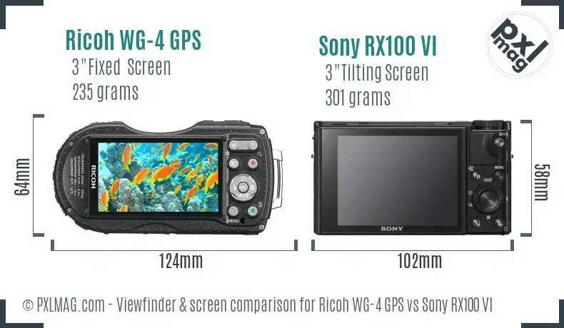 Ricoh WG-4 GPS vs Sony RX100 VI Screen and Viewfinder comparison