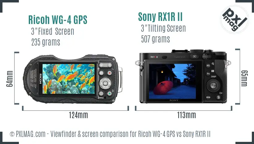 Ricoh WG-4 GPS vs Sony RX1R II Screen and Viewfinder comparison
