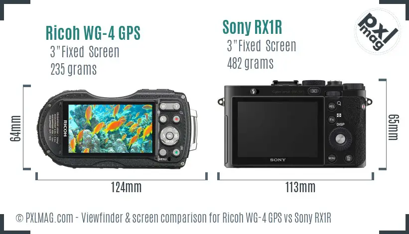 Ricoh WG-4 GPS vs Sony RX1R Screen and Viewfinder comparison