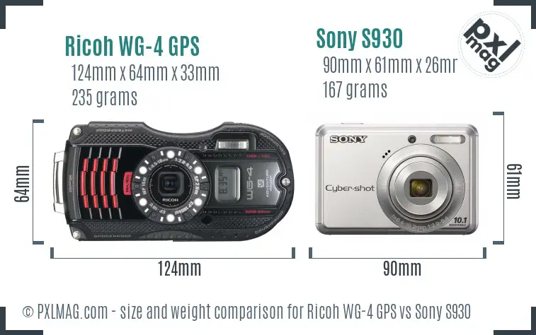 Ricoh WG-4 GPS vs Sony S930 size comparison