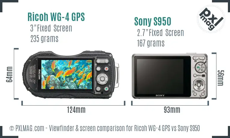 Ricoh WG-4 GPS vs Sony S950 Screen and Viewfinder comparison