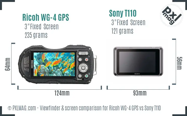 Ricoh WG-4 GPS vs Sony T110 Screen and Viewfinder comparison