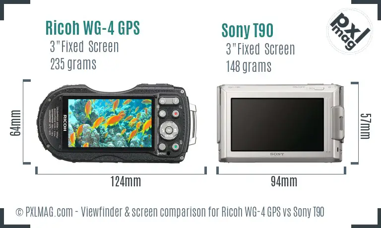 Ricoh WG-4 GPS vs Sony T90 Screen and Viewfinder comparison
