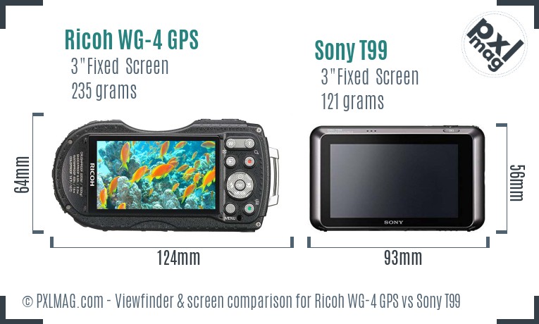 Ricoh WG-4 GPS vs Sony T99 Screen and Viewfinder comparison