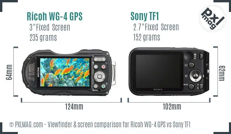 Ricoh WG-4 GPS vs Sony TF1 Screen and Viewfinder comparison