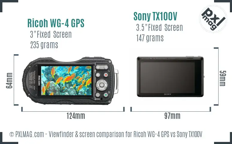 Ricoh WG-4 GPS vs Sony TX100V Screen and Viewfinder comparison