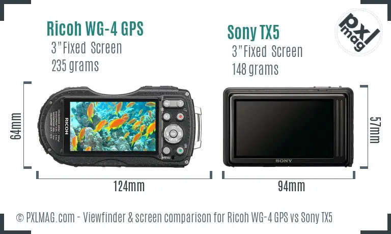 Ricoh WG-4 GPS vs Sony TX5 Screen and Viewfinder comparison
