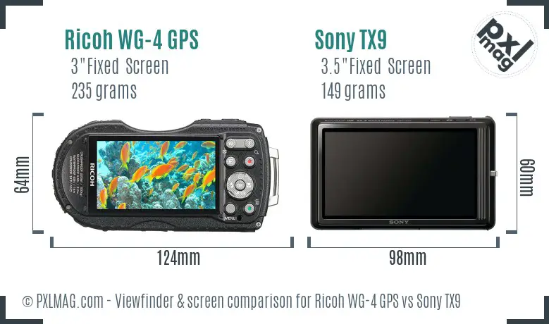 Ricoh WG-4 GPS vs Sony TX9 Screen and Viewfinder comparison