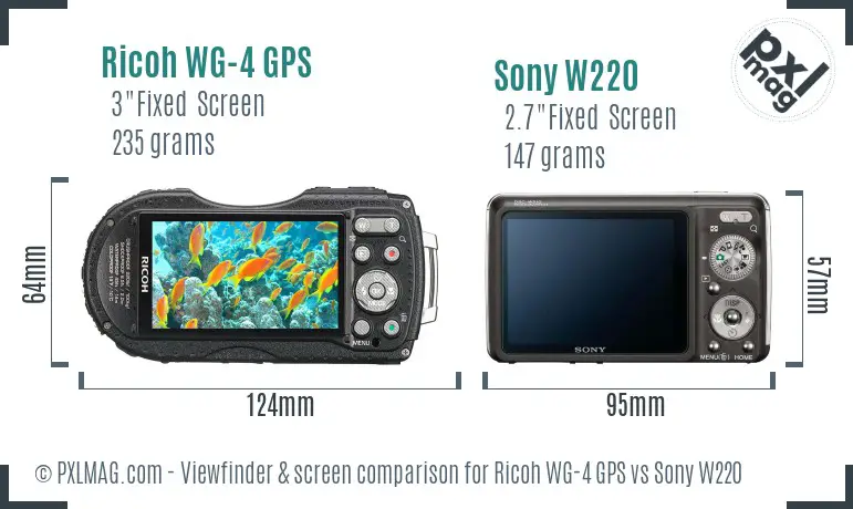 Ricoh WG-4 GPS vs Sony W220 Screen and Viewfinder comparison