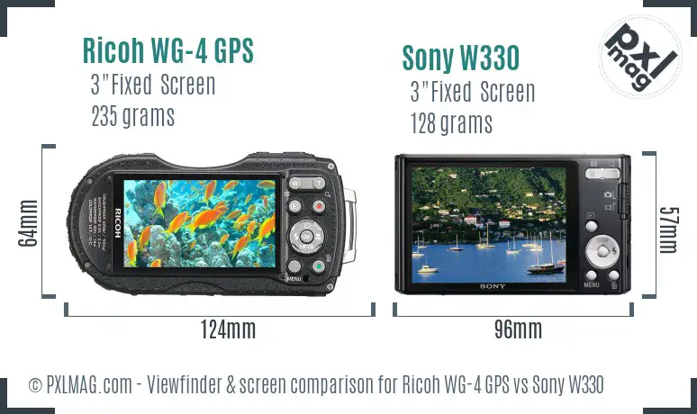 Ricoh WG-4 GPS vs Sony W330 Screen and Viewfinder comparison