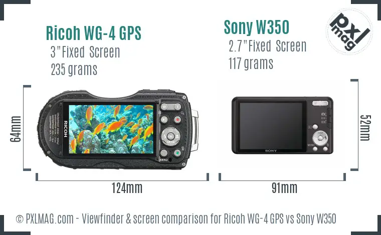 Ricoh WG-4 GPS vs Sony W350 Screen and Viewfinder comparison
