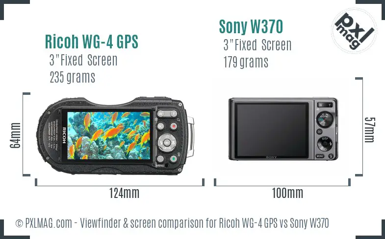 Ricoh WG-4 GPS vs Sony W370 Screen and Viewfinder comparison