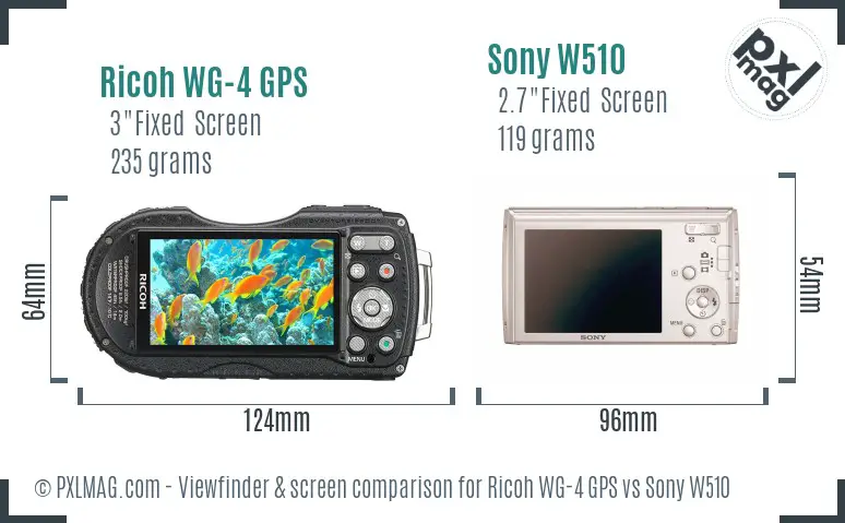 Ricoh WG-4 GPS vs Sony W510 Screen and Viewfinder comparison
