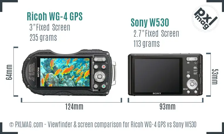 Ricoh WG-4 GPS vs Sony W530 Screen and Viewfinder comparison