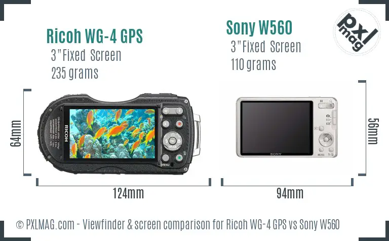 Ricoh WG-4 GPS vs Sony W560 Screen and Viewfinder comparison