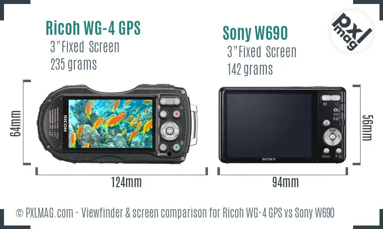 Ricoh WG-4 GPS vs Sony W690 Screen and Viewfinder comparison