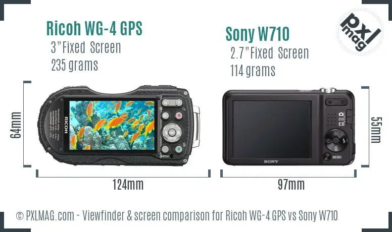 Ricoh WG-4 GPS vs Sony W710 Screen and Viewfinder comparison