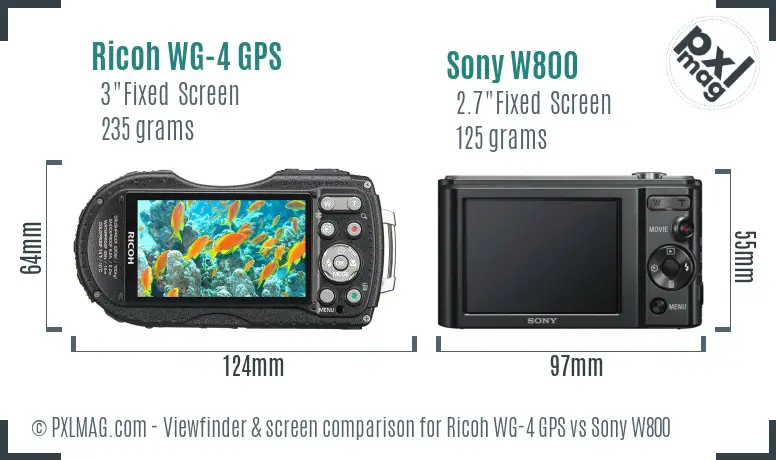 Ricoh WG-4 GPS vs Sony W800 Screen and Viewfinder comparison