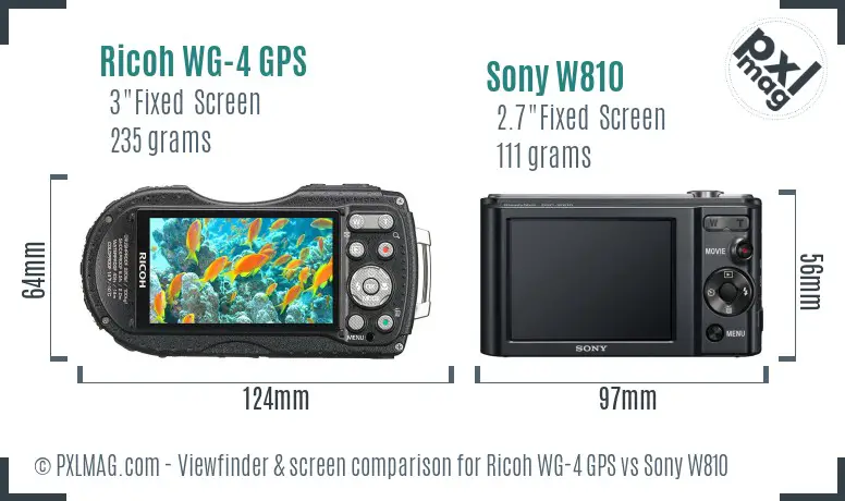Ricoh WG-4 GPS vs Sony W810 Screen and Viewfinder comparison