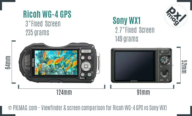 Ricoh WG-4 GPS vs Sony WX1 Screen and Viewfinder comparison