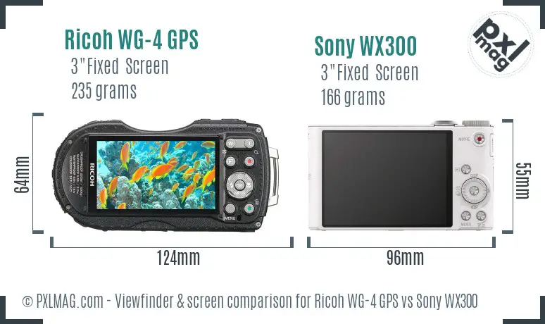 Ricoh WG-4 GPS vs Sony WX300 Screen and Viewfinder comparison