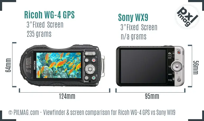 Ricoh WG-4 GPS vs Sony WX9 Screen and Viewfinder comparison