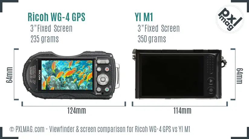 Ricoh WG-4 GPS vs YI M1 Screen and Viewfinder comparison