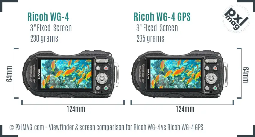 Ricoh WG-4 vs Ricoh WG-4 GPS Screen and Viewfinder comparison