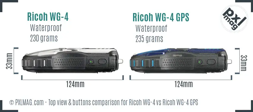 Ricoh WG-4 vs Ricoh WG-4 GPS top view buttons comparison