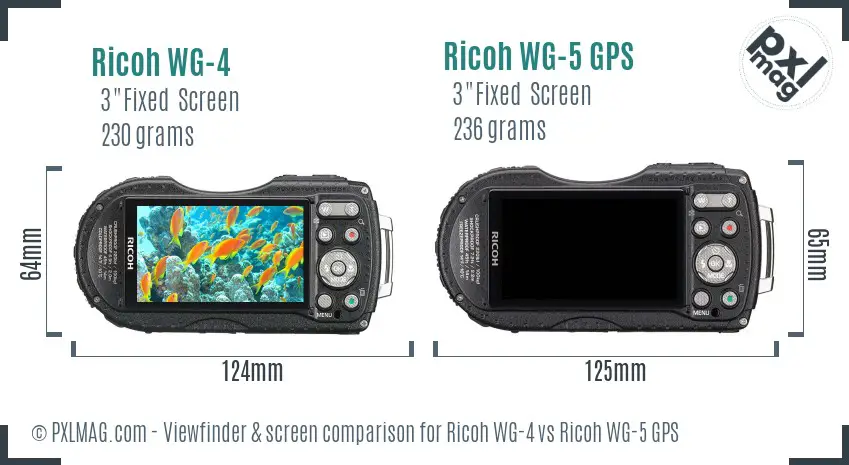 Ricoh WG-4 vs Ricoh WG-5 GPS Screen and Viewfinder comparison