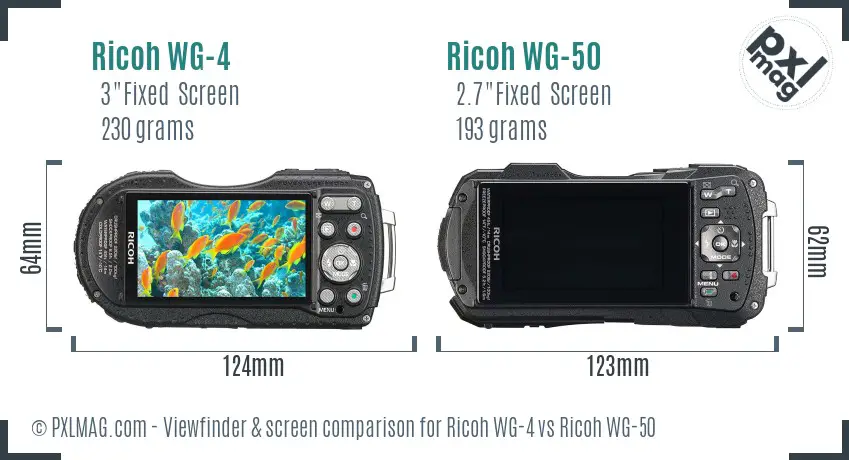 Ricoh WG-4 vs Ricoh WG-50 Screen and Viewfinder comparison
