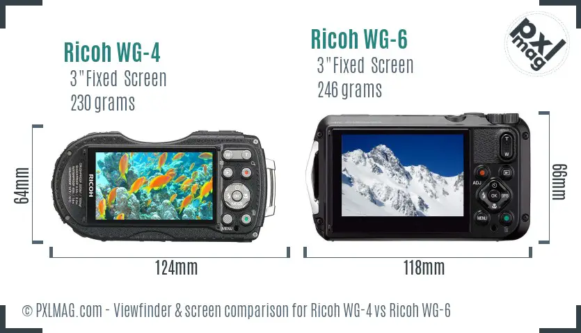 Ricoh WG-4 vs Ricoh WG-6 Screen and Viewfinder comparison