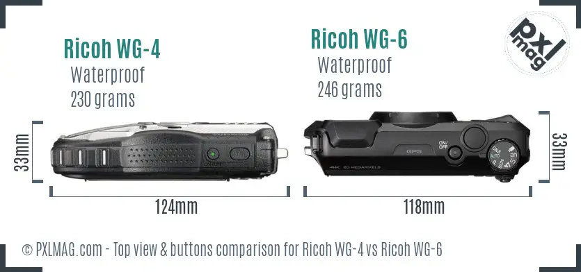 Ricoh WG-4 vs Ricoh WG-6 top view buttons comparison
