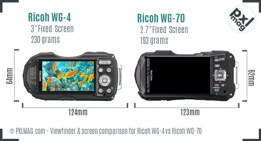 Ricoh WG-4 vs Ricoh WG-70 Screen and Viewfinder comparison