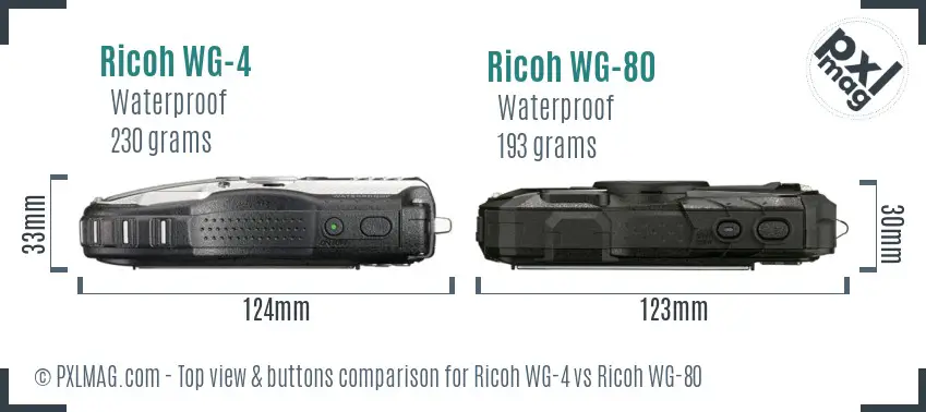 Ricoh WG-4 vs Ricoh WG-80 top view buttons comparison