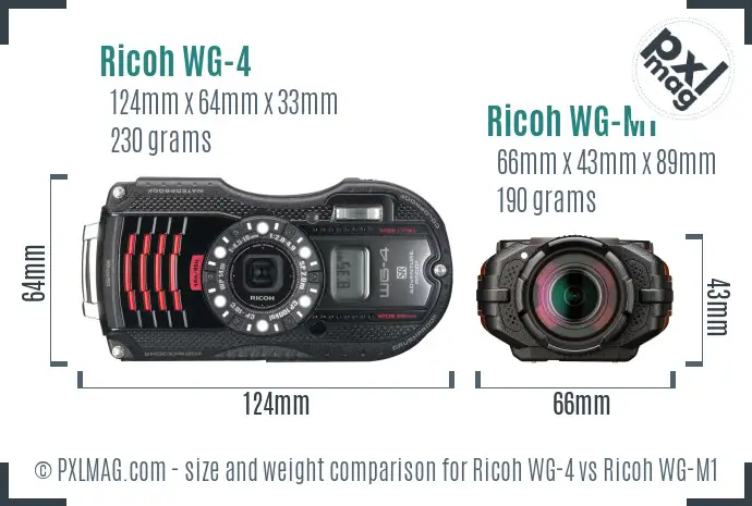 Ricoh WG-4 vs Ricoh WG-M1 size comparison