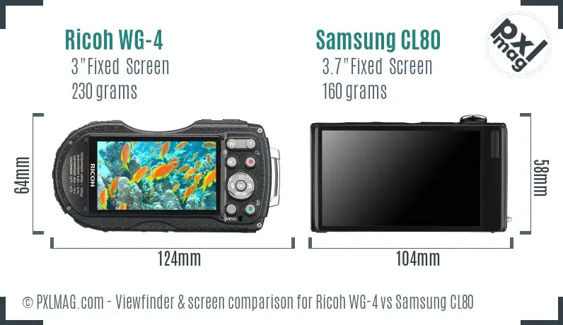 Ricoh WG-4 vs Samsung CL80 Screen and Viewfinder comparison