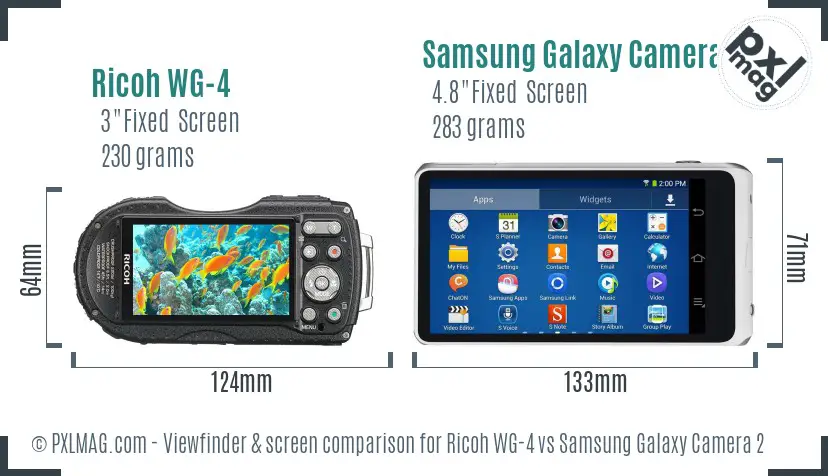 Ricoh WG-4 vs Samsung Galaxy Camera 2 Screen and Viewfinder comparison
