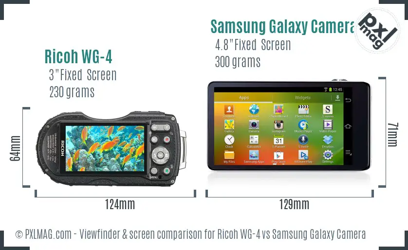 Ricoh WG-4 vs Samsung Galaxy Camera Screen and Viewfinder comparison