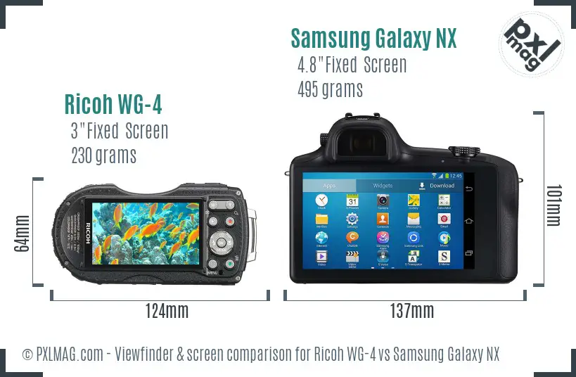 Ricoh WG-4 vs Samsung Galaxy NX Screen and Viewfinder comparison
