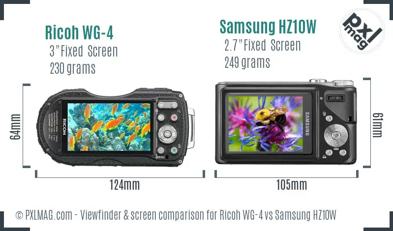 Ricoh WG-4 vs Samsung HZ10W Screen and Viewfinder comparison