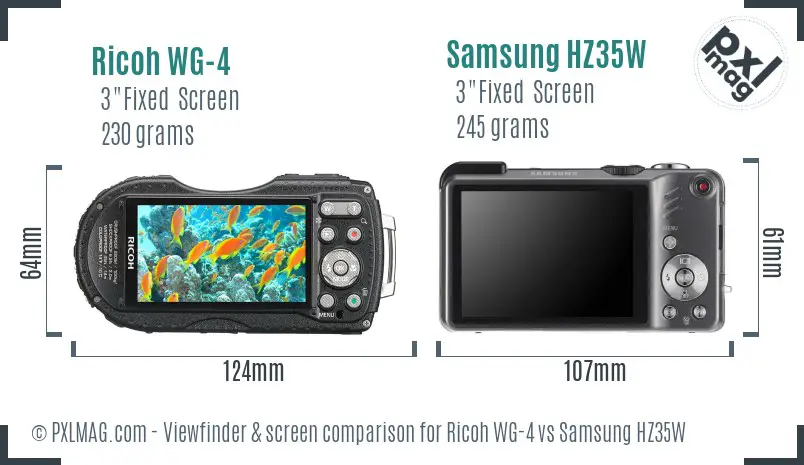 Ricoh WG-4 vs Samsung HZ35W Screen and Viewfinder comparison