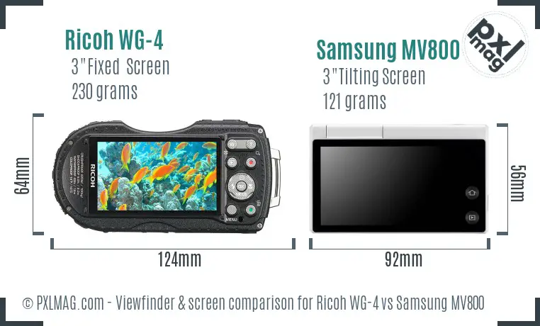 Ricoh WG-4 vs Samsung MV800 Screen and Viewfinder comparison