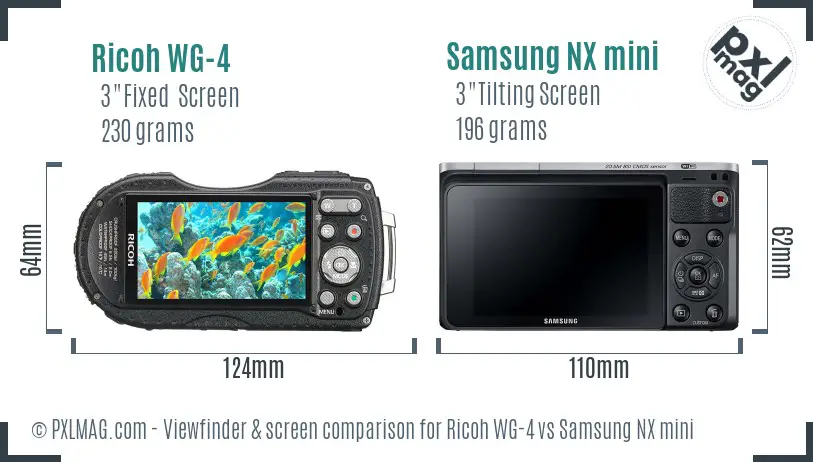Ricoh WG-4 vs Samsung NX mini Screen and Viewfinder comparison