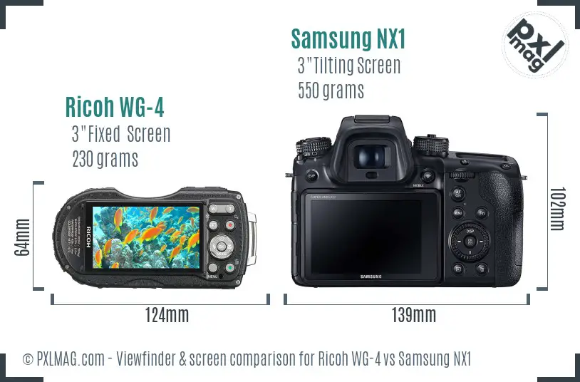 Ricoh WG-4 vs Samsung NX1 Screen and Viewfinder comparison