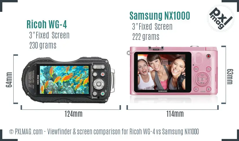 Ricoh WG-4 vs Samsung NX1000 Screen and Viewfinder comparison