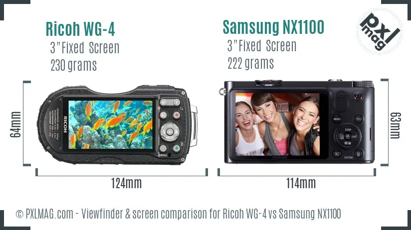 Ricoh WG-4 vs Samsung NX1100 Screen and Viewfinder comparison