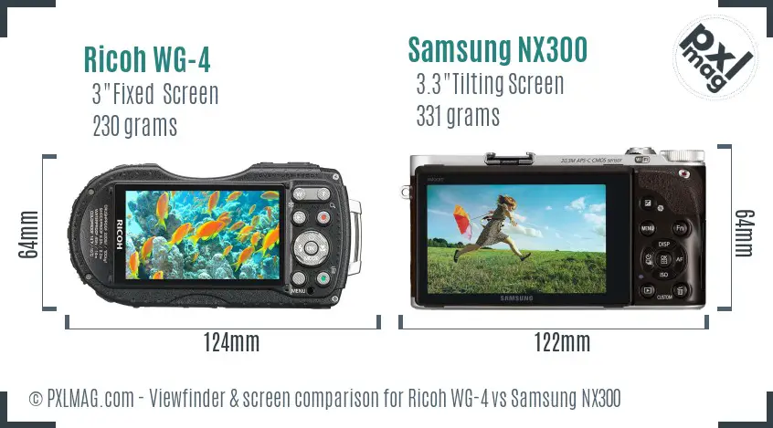 Ricoh WG-4 vs Samsung NX300 Screen and Viewfinder comparison