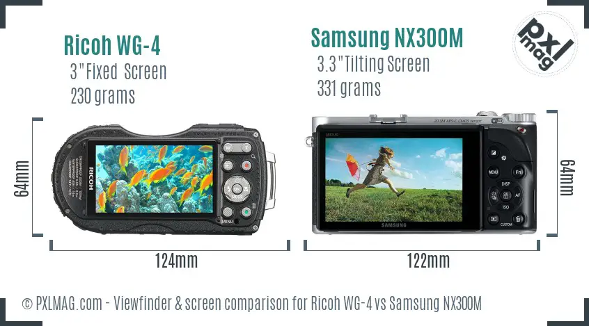 Ricoh WG-4 vs Samsung NX300M Screen and Viewfinder comparison