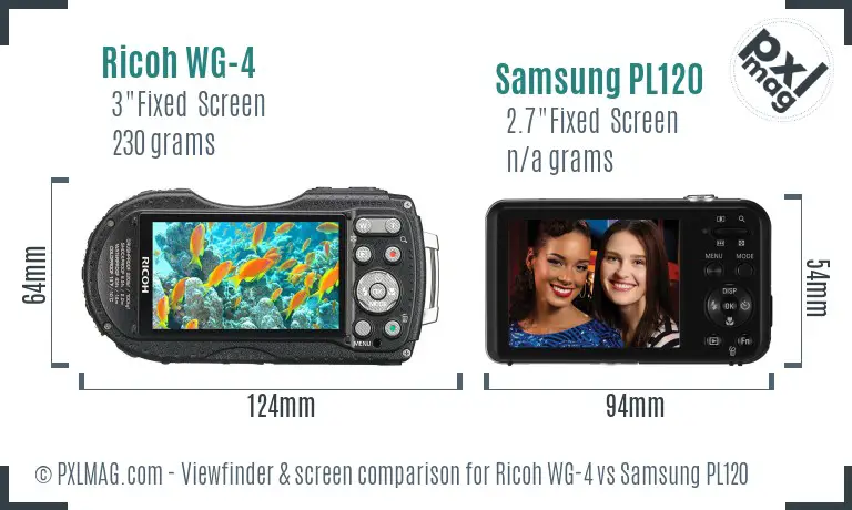 Ricoh WG-4 vs Samsung PL120 Screen and Viewfinder comparison
